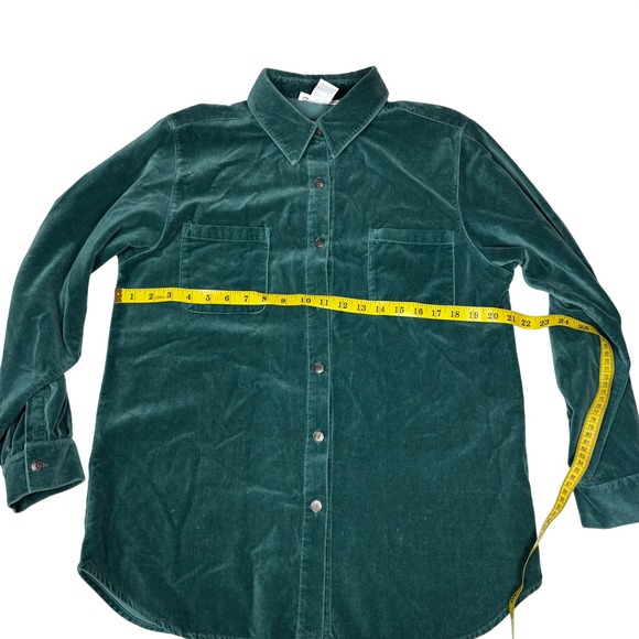 Talbots Teal Velvet Button Down Shirt Womens Size M Long Sleeve Collared - Picture 4 of 6